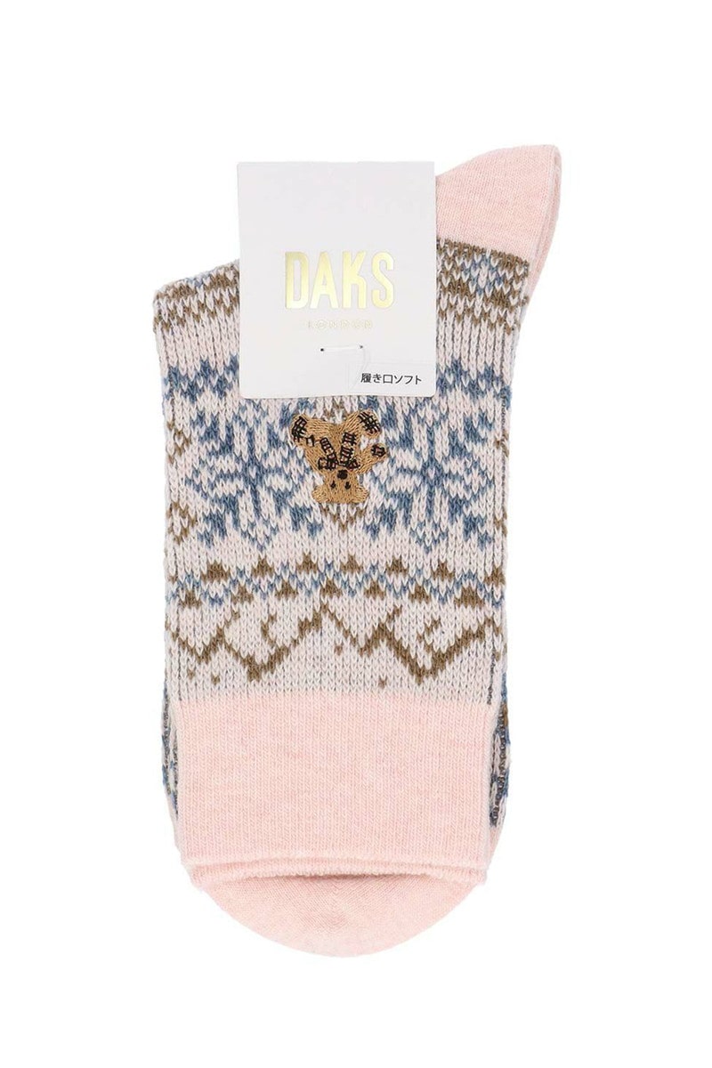 JS カシミヤ混 フェアアイル ベア クルー丈ソックス（あたたか仕様）