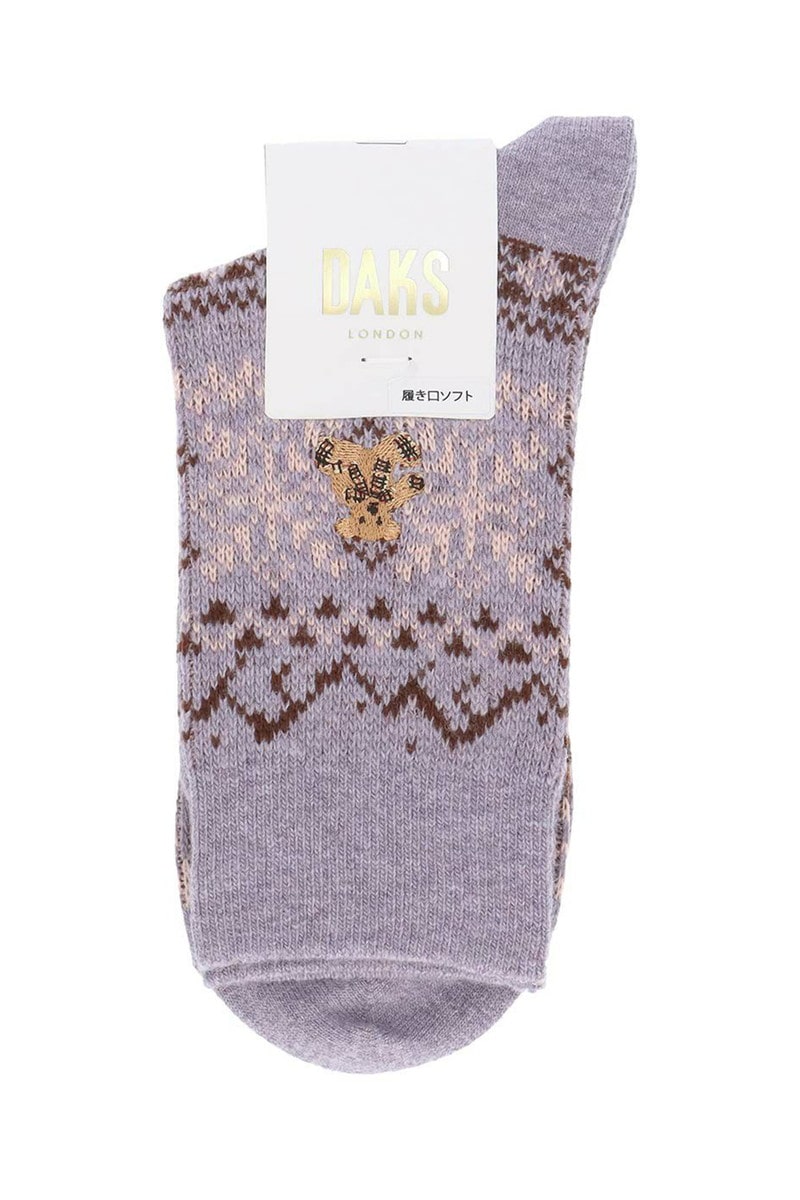 JS カシミヤ混 フェアアイル ベア クルー丈ソックス（あたたか仕様）