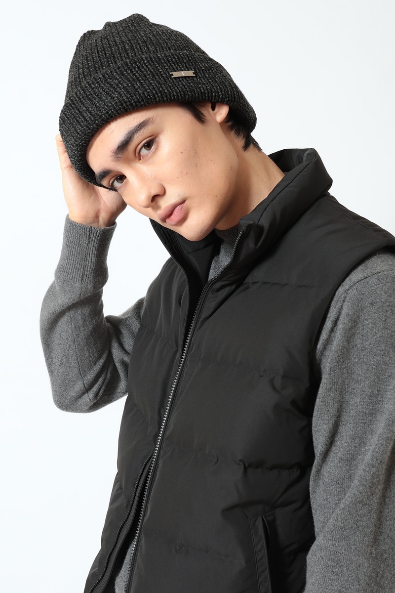 ざっくり編み 杢調ワッチ ロゴプレート付 詳細画像 チャコールグレー