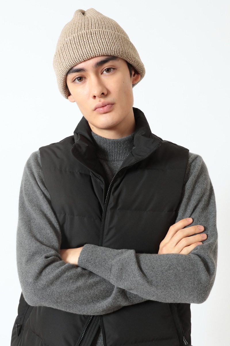 ざっくり編み 杢調ワッチ ロゴプレート付 詳細画像 ベージュ