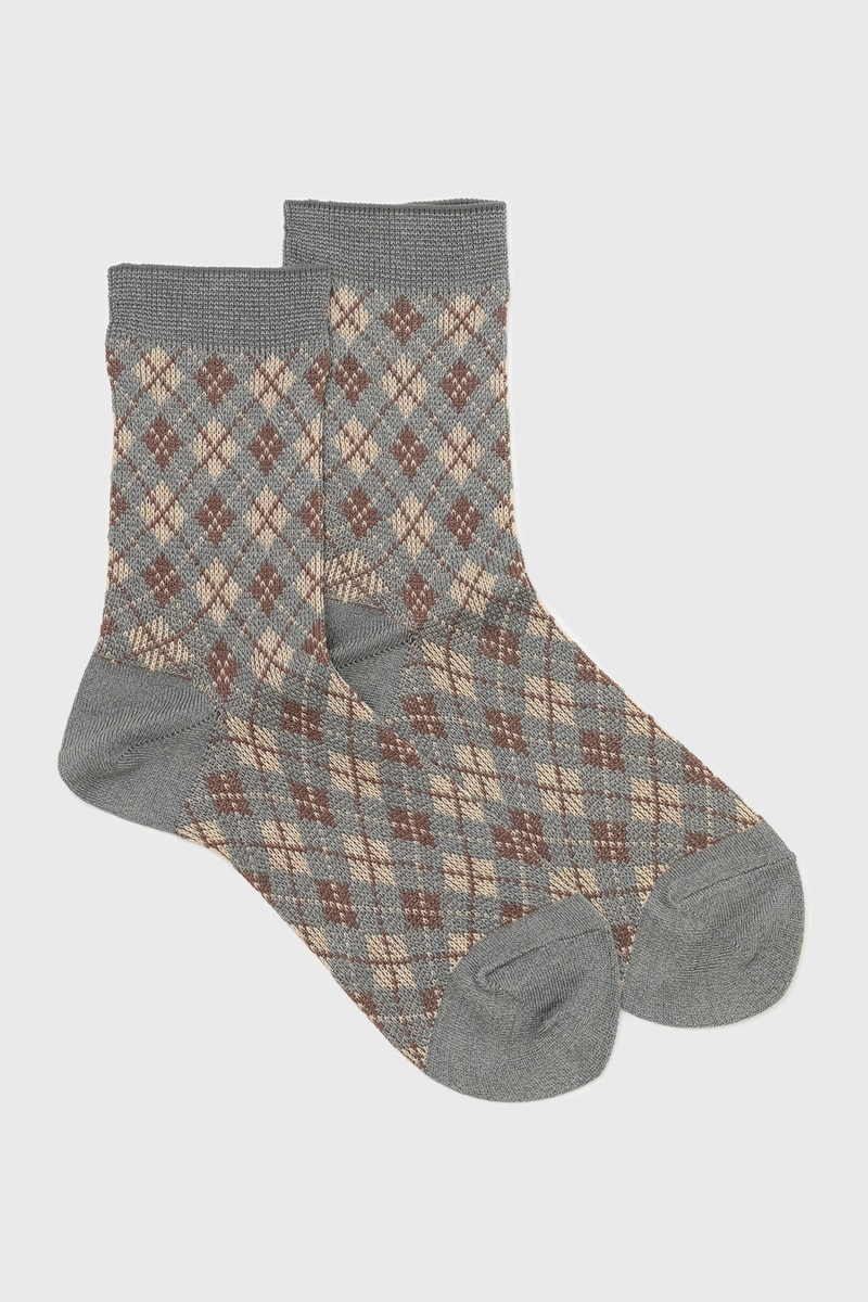 アーガイル ジャカードソックス 詳細画像 グレー