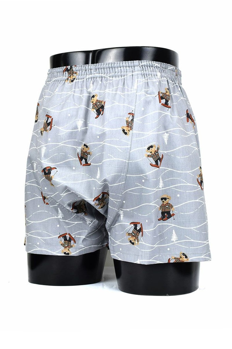 天二本ゴム前開きトランクス スキーベア 詳細画像 グレー