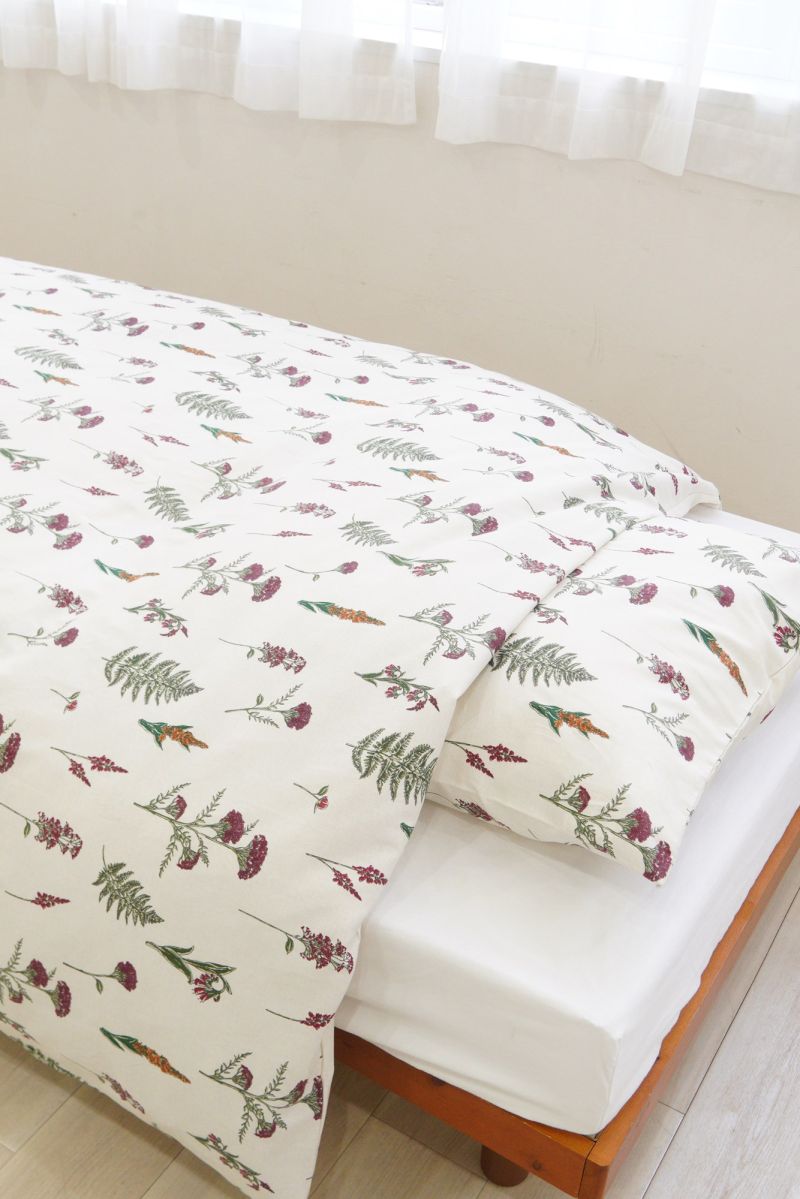 ブリティッシュワイルドフラワー 掛けカバー シングル 詳細画像 ベージュ