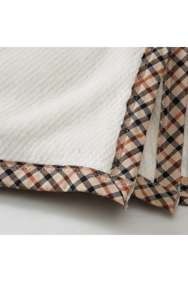 ハウスチェック 綿毛布 詳細画像 アイボリー