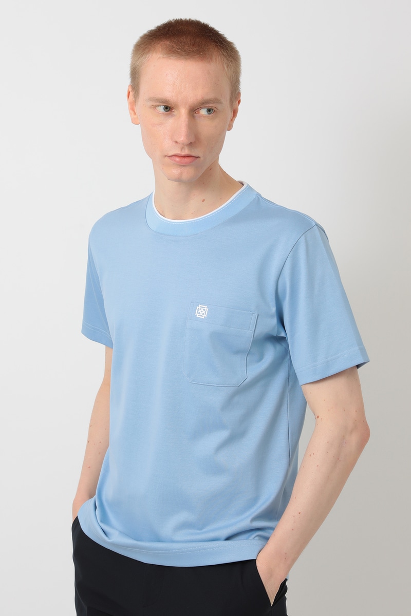ファインコットン ラインリブ Tシャツ 詳細画像 ブルーベル
