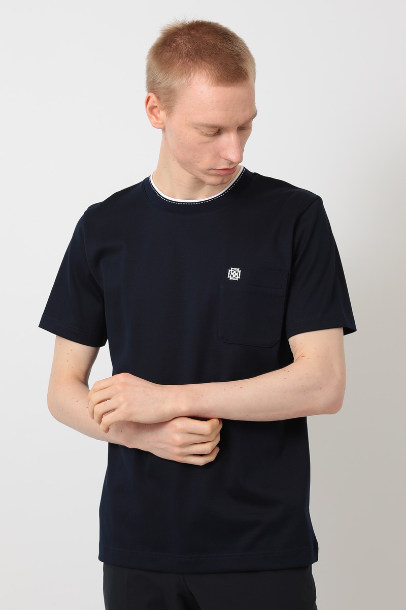 ファインコットン ラインリブ Tシャツ 詳細画像 ニューブルー
