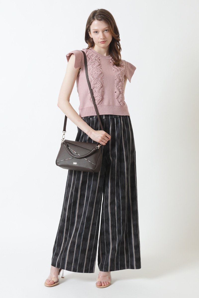 レザー×チェック柄 2WAYショルダーバッグ 詳細画像 ダークブラウン
