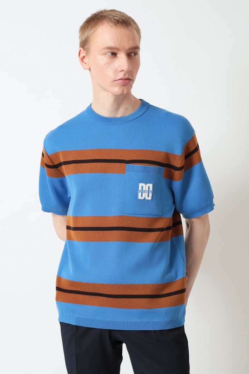 ボーダーDDロゴニットTシャツ 詳細画像 ブルー