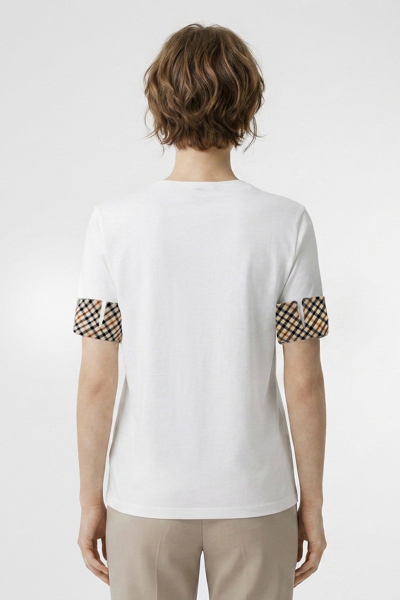 ハウスチェックカフス5分袖Tシャツ 詳細画像 スノーホワイト