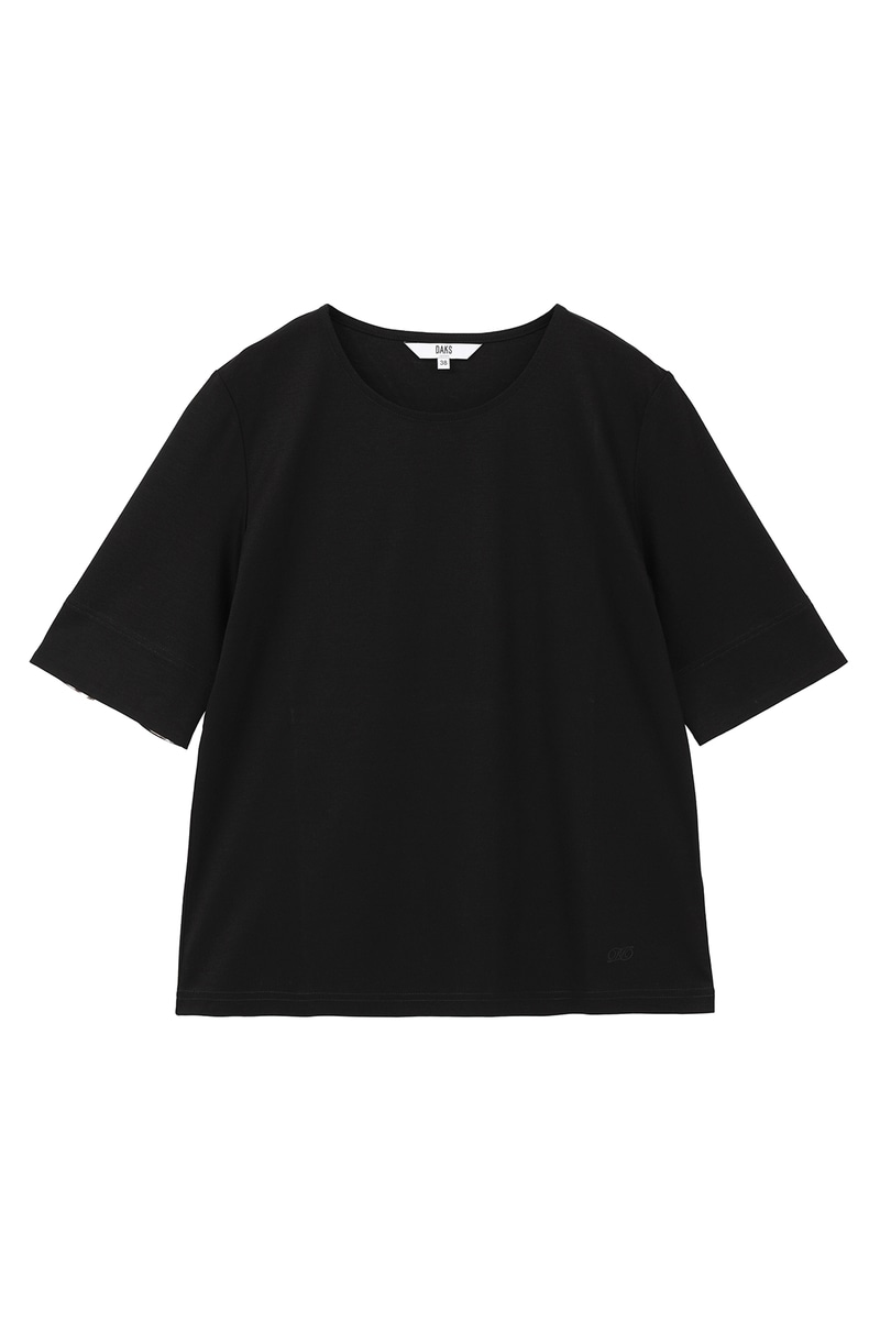 ハウスチェックカフス5分袖Tシャツ 詳細画像 ブラック