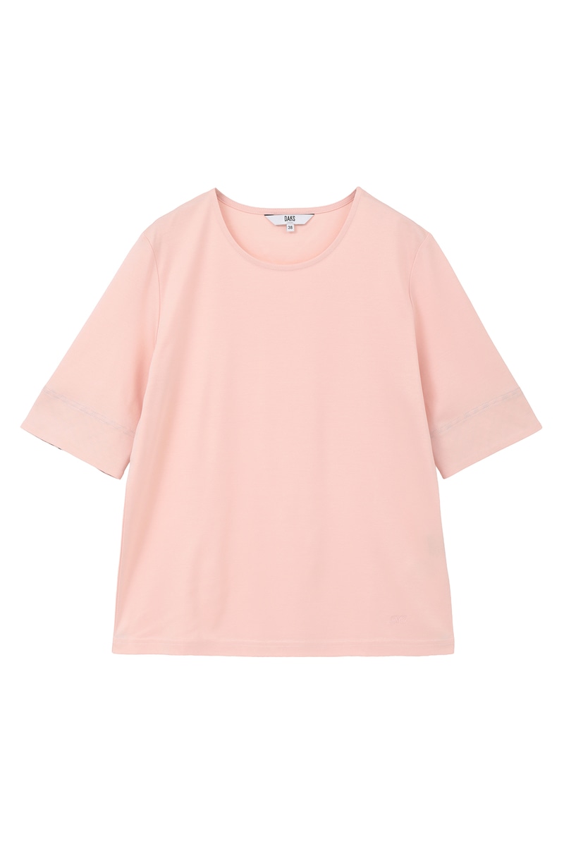 ハウスチェックカフス5分袖Tシャツ 詳細画像 ピンク