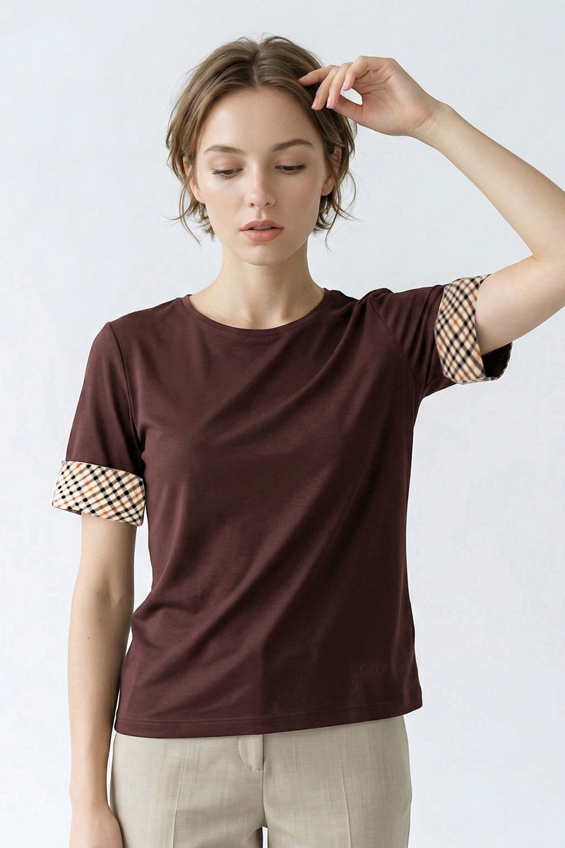 ハウスチェックカフス5分袖Tシャツ 詳細画像 ポートロワイヤル