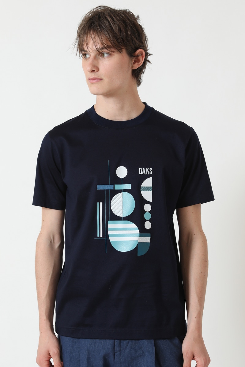 GIZA天竺 バウハウスモチーフ Tシャツ 詳細画像 ニューブルー