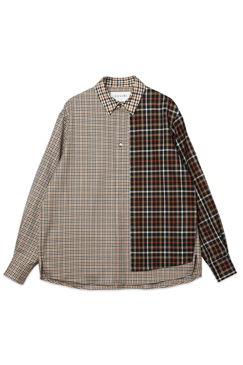 CULLNI for DAKS アシメトリーレイヤードシャツ 詳細画像 ミニミニハウスチェック