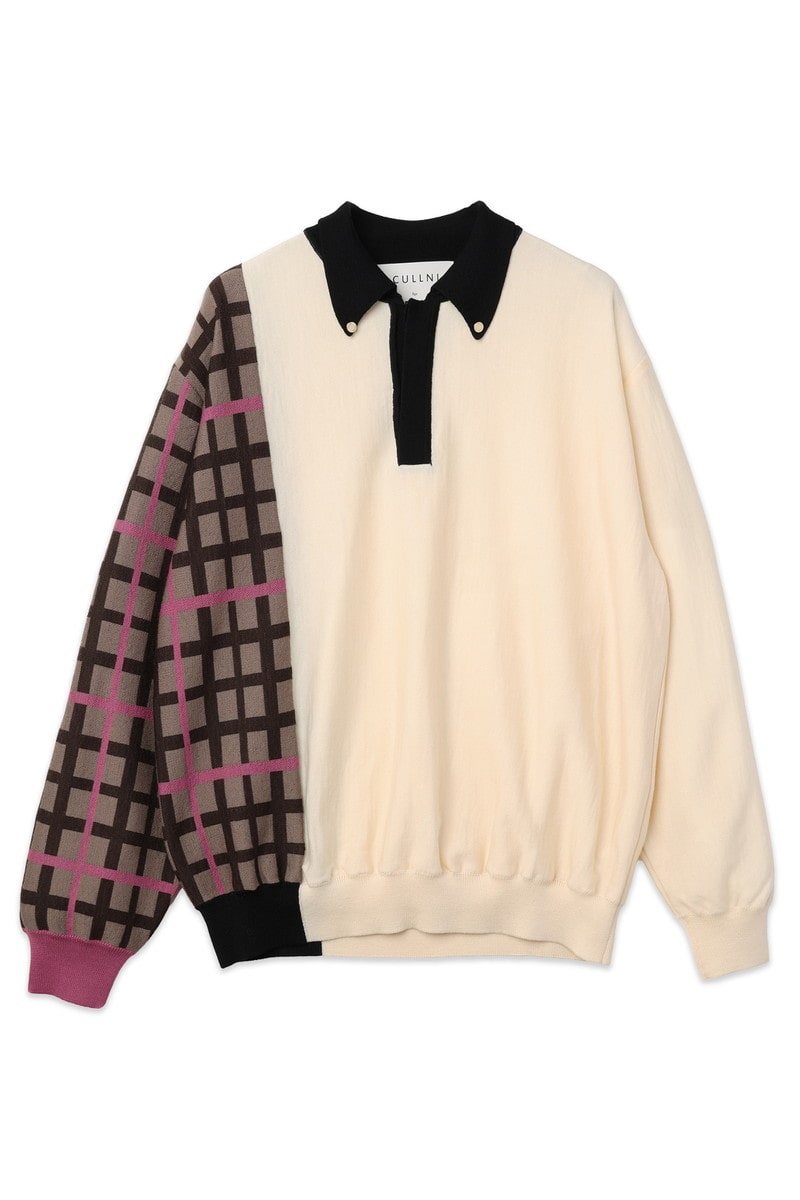 CULLNI for DAKS アシメトリーパネルポロニット 詳細画像 エクリュ