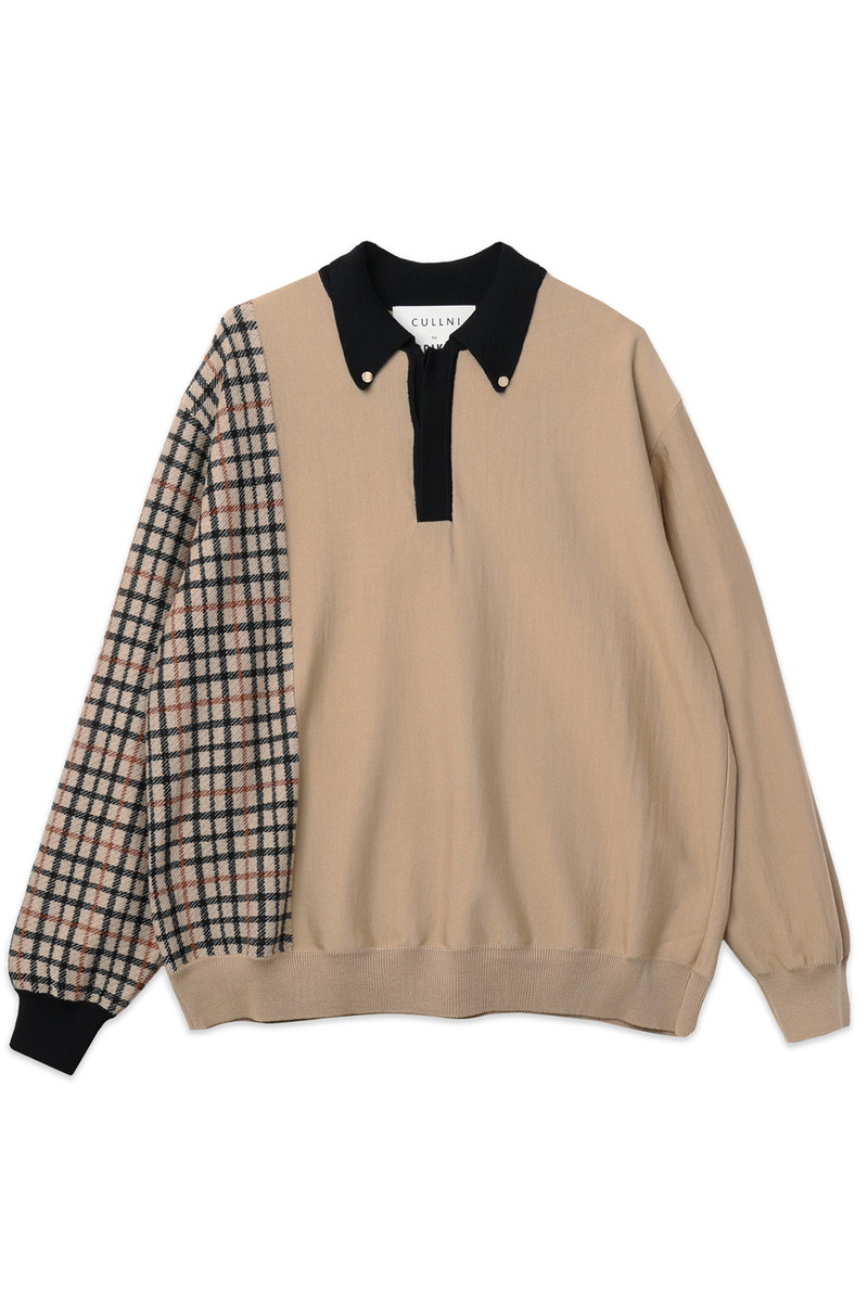 CULLNI for DAKS アシメトリーパネルポロニット 詳細画像 ベージュ