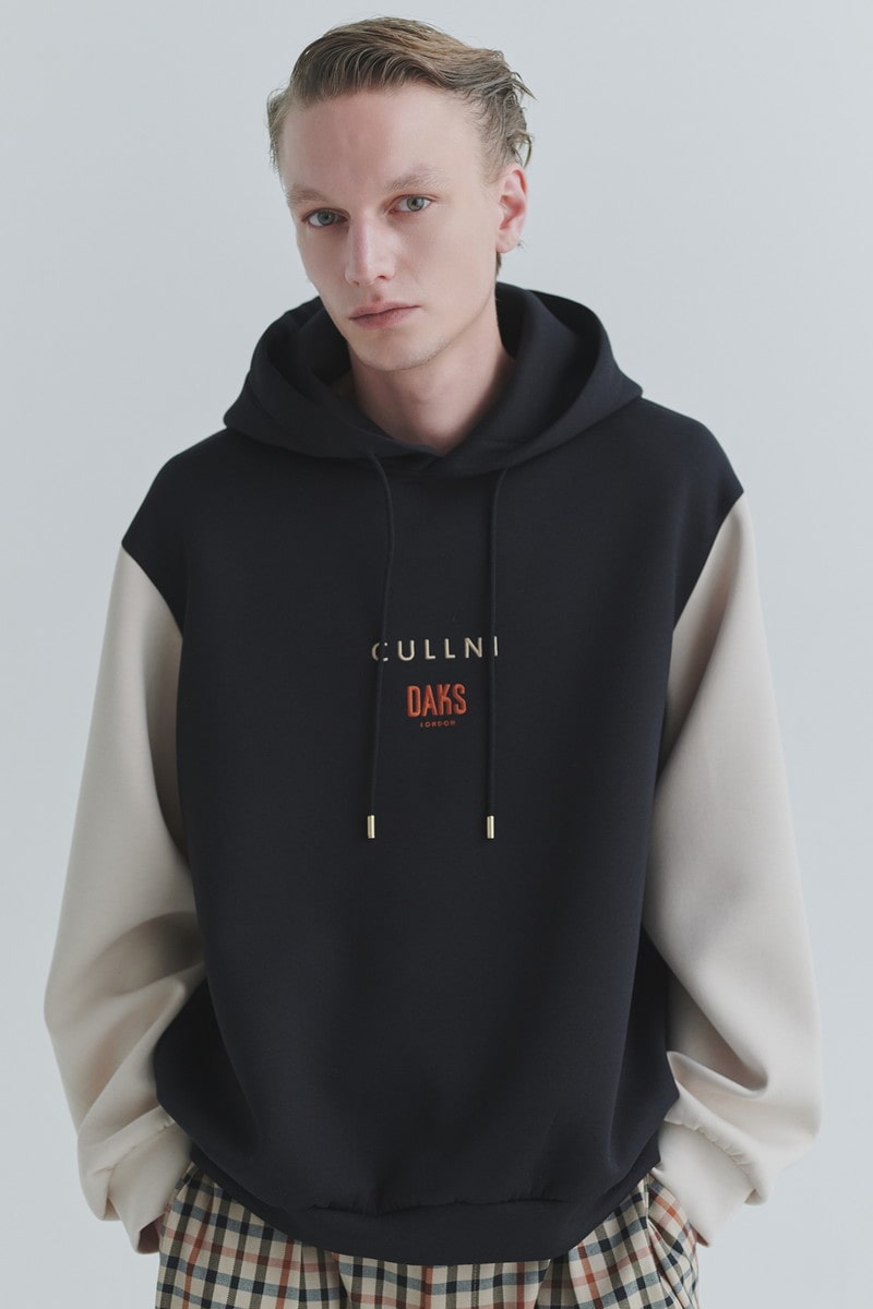 CULLNI for DAKS ロゴエンブロイダリーダブルフェイスフーディー 詳細画像 ブラック&times;ベージュ