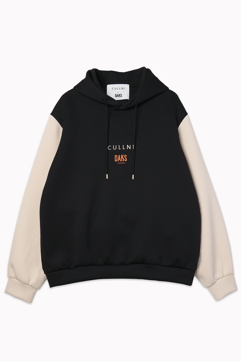 CULLNI for DAKS ロゴエンブロイダリーダブルフェイスフーディー 詳細画像 ブラック&times;ベージュ