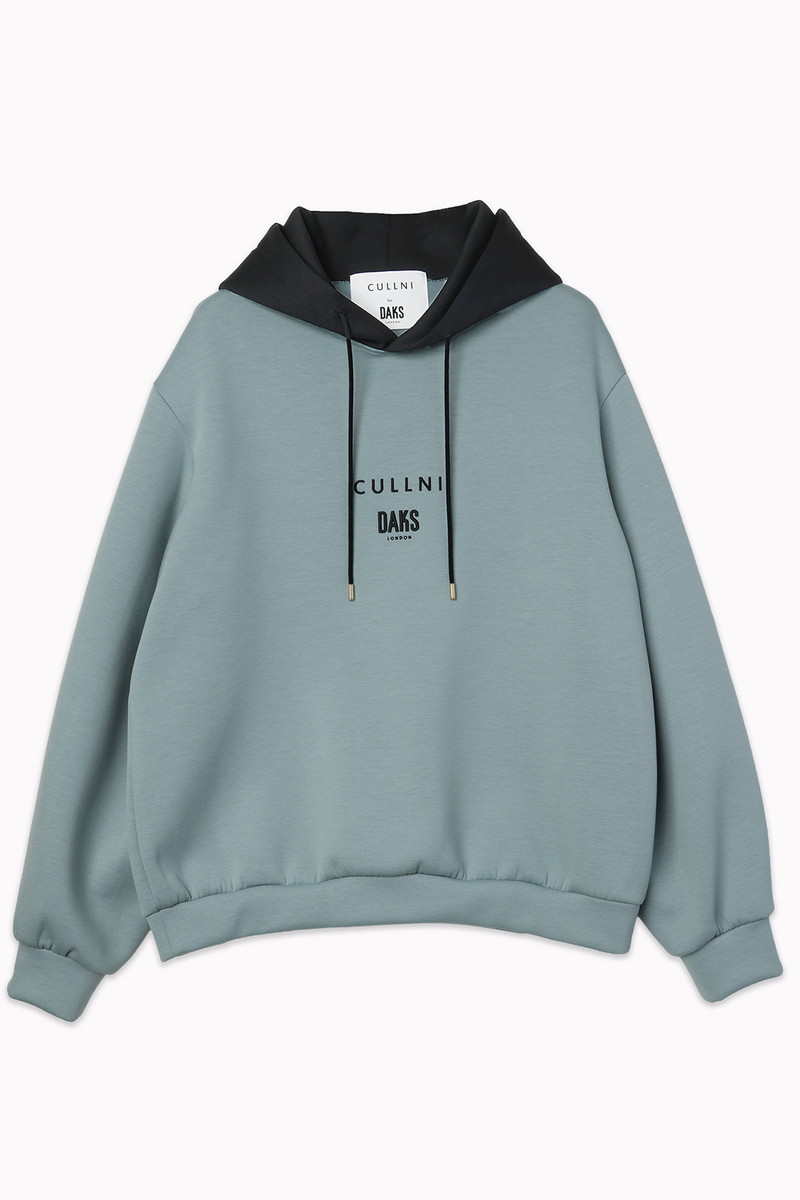 CULLNI for DAKS ロゴエンブロイダリーダブルフェイスフーディー 詳細画像 シーグリーン