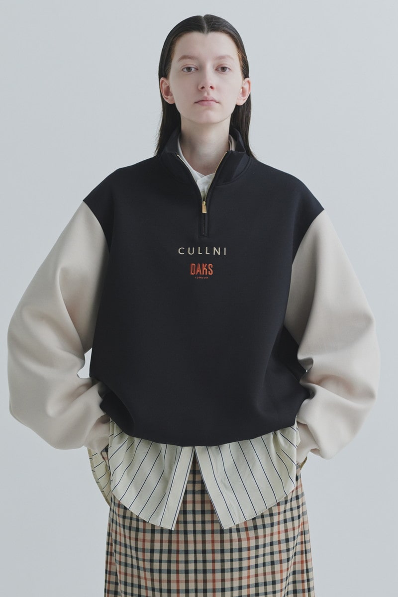 CULLNI for DAKS ダブルフェイスハーフジッププルオーバー 詳細画像 ブラック&times;ベージュ