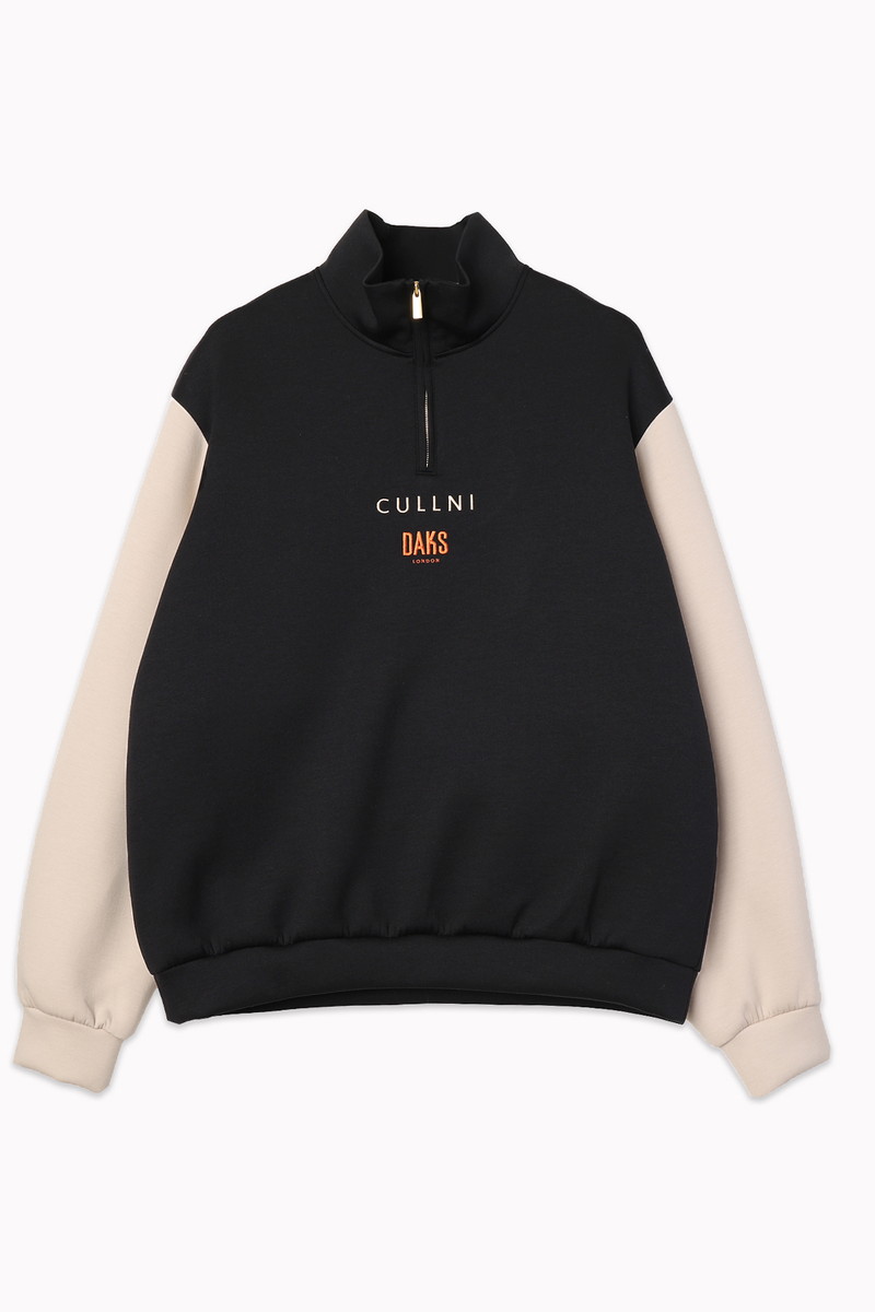 CULLNI for DAKS ダブルフェイスハーフジッププルオーバー 詳細画像 ブラック&times;ベージュ
