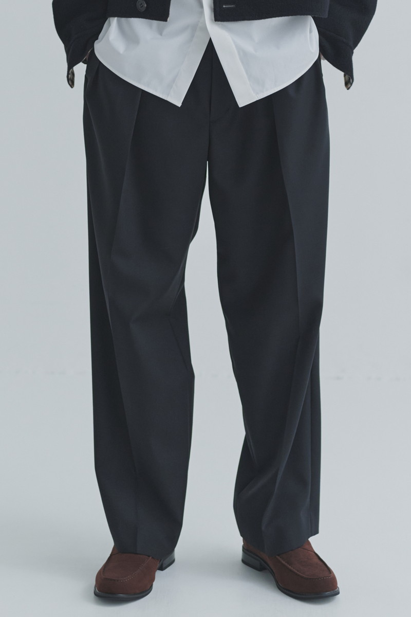 CULLNI for DAKS アジャスタブルベルトタックワイドパンツ 詳細画像 ブラック