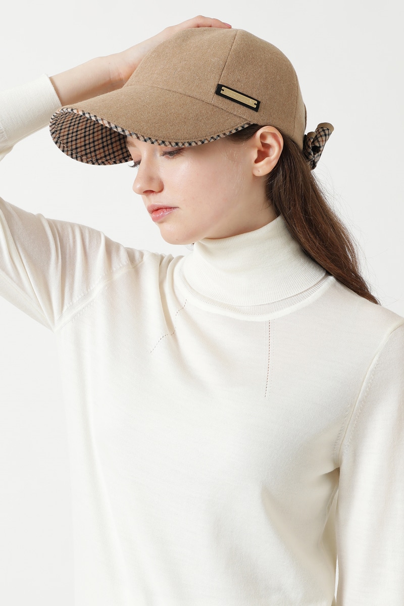 【Athena New York for DAKS】ウールフラノバックリボンキャップ 詳細画像 キャメル