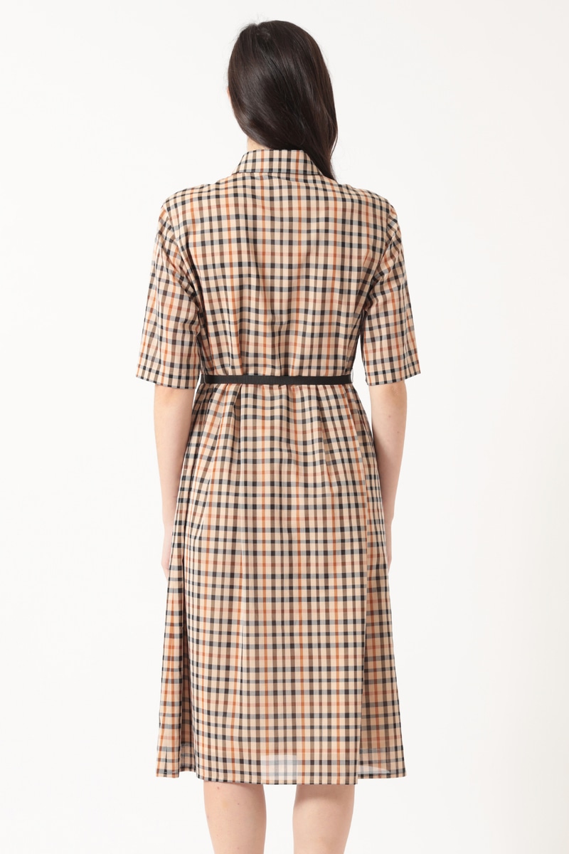 コットンボイル ハウスチェック タックフレアワンピース 詳細画像 ハウスチェック