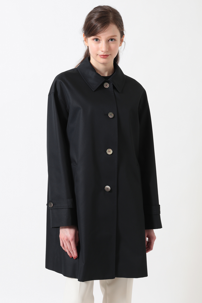 JS コットンシャンブレー ギャバジン オフショルダーコート