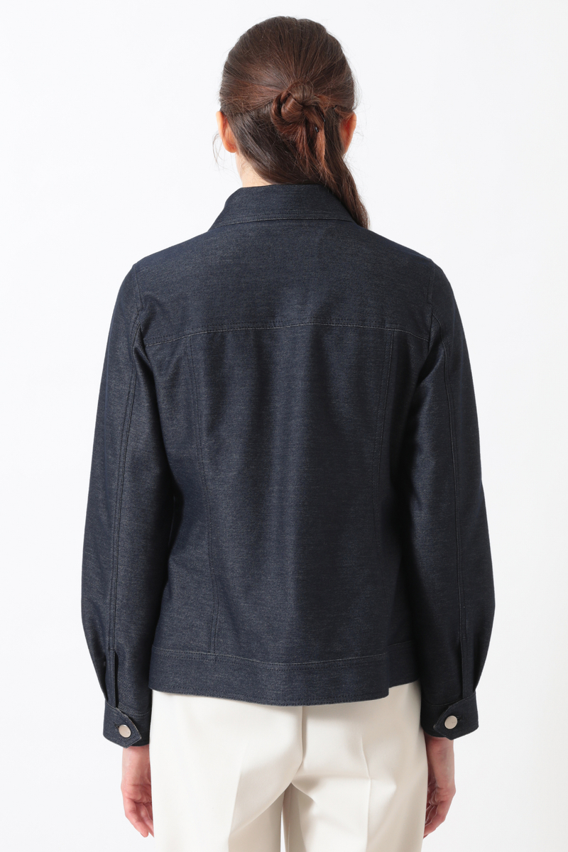 デニム調インレイカルゼ ストレッチブルゾン 詳細画像 ネイビー