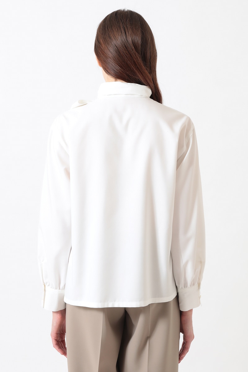 リボン付ブラウス（リムーバブルリボン） 詳細画像 オフホワイト