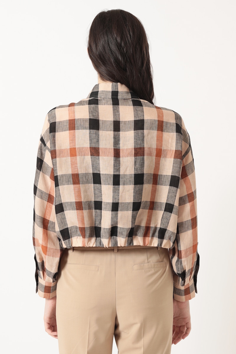 リネン ビッグハウスチェック ドロップショルダー ショートシャツ 詳細画像 ウルトラハウスチェック