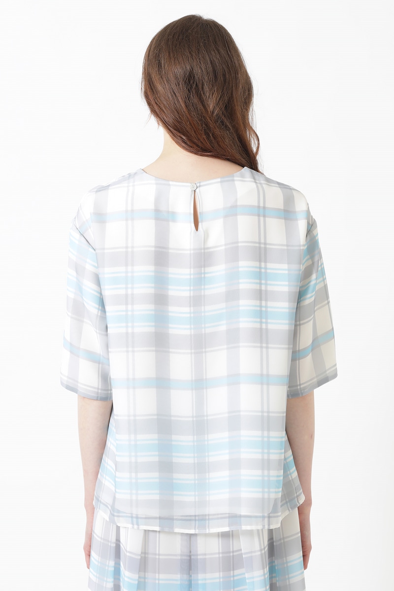 シフォンジョーゼット 50周年アニバーサリーチェック ブラウス 詳細画像 50thホワイトチェック