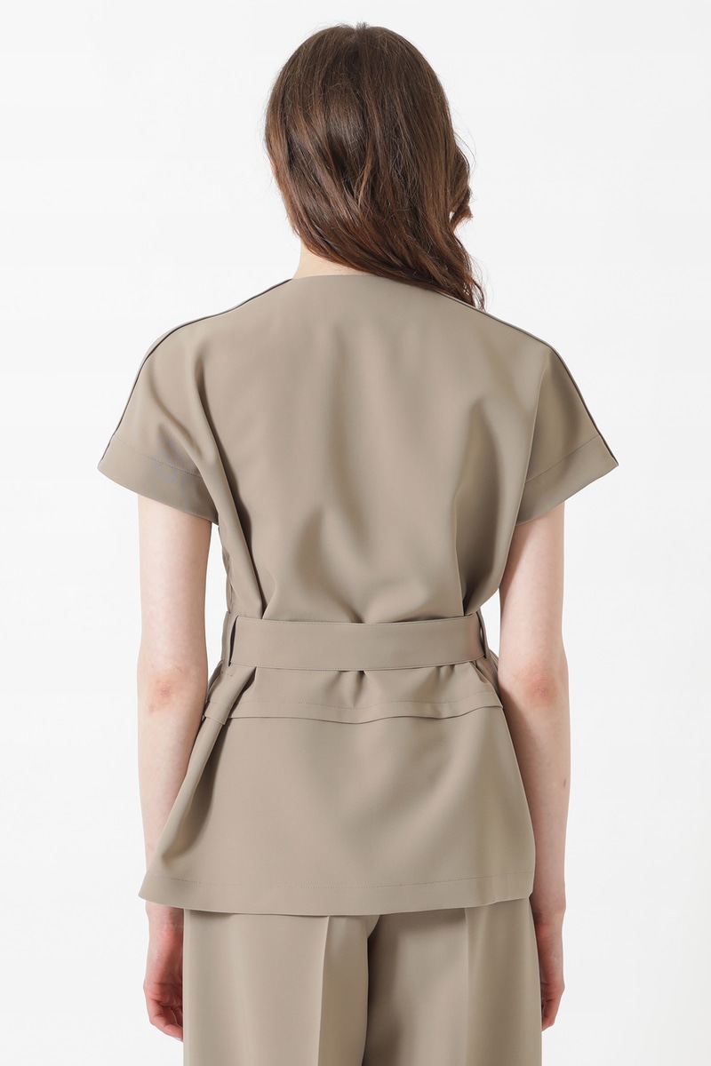 2WAYコンパクトストレッチ スタンドカラー ジレジャケット 詳細画像 グレージュ