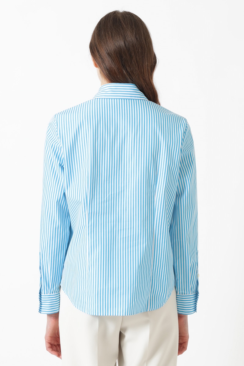 60sベンガルストライプ リラックスシルエット ブラウス 詳細画像 アクアスカイ