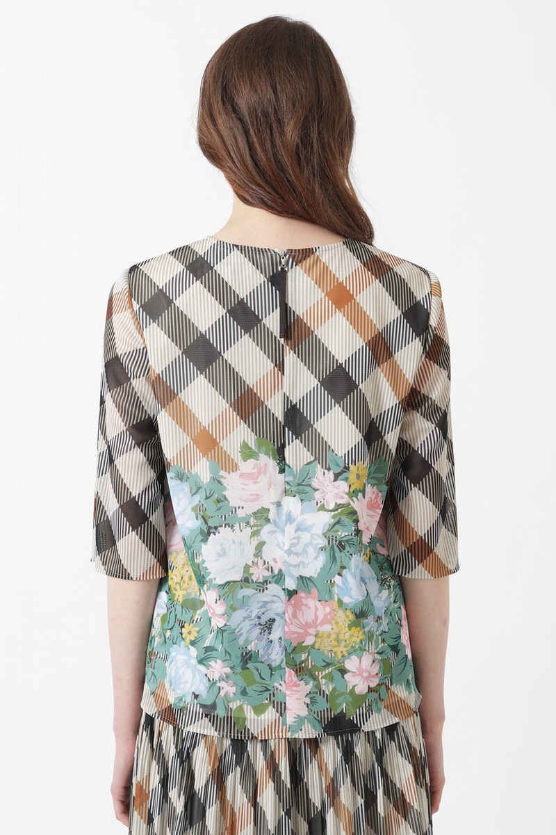 ツイルハウスチェックフラワープリントブラウス 詳細画像 ウルトラハウスチェック