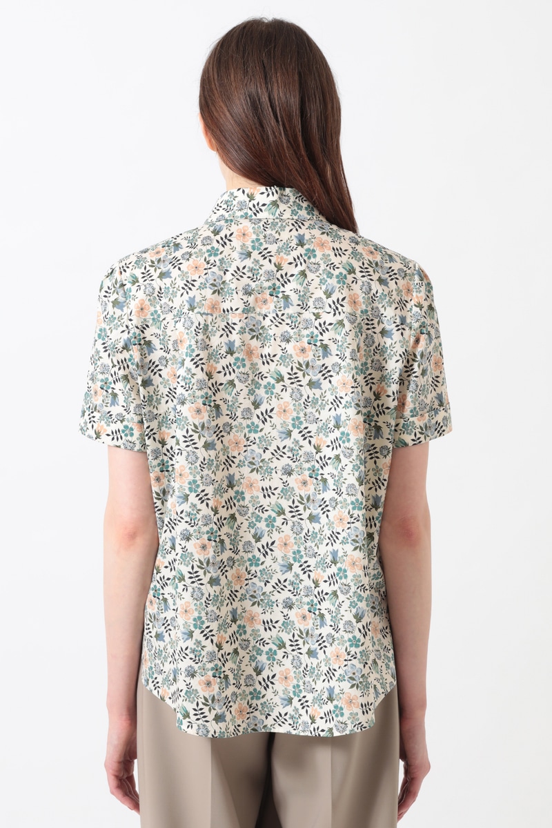 リバティコットンローン エデナムプリント ボクシーシャツ 詳細画像 カーキ