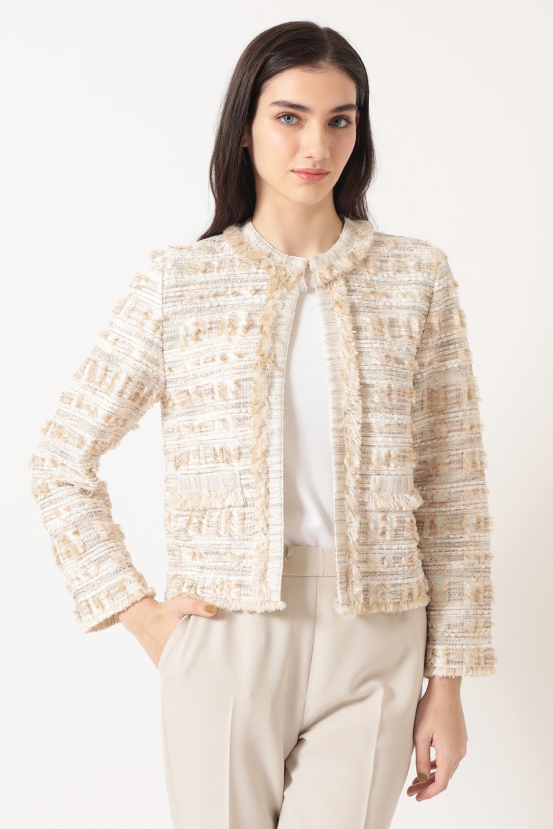 JS チェックニットツイードジャケット