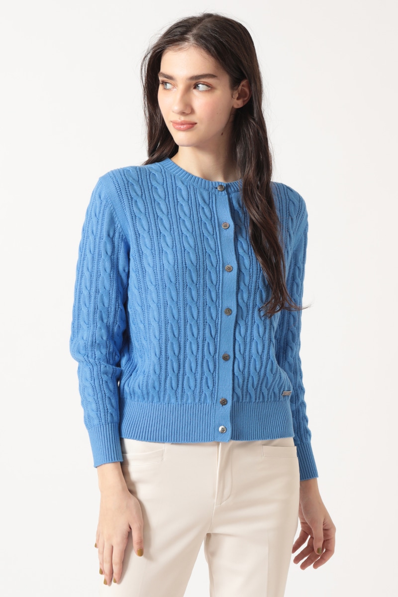 JS ミックスケーブルカーディガン コットン無撚糸