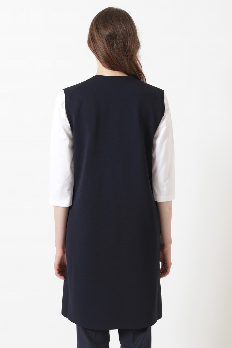 16Gサスティナブルスムース編み ニットジレ 詳細画像 ネイビー