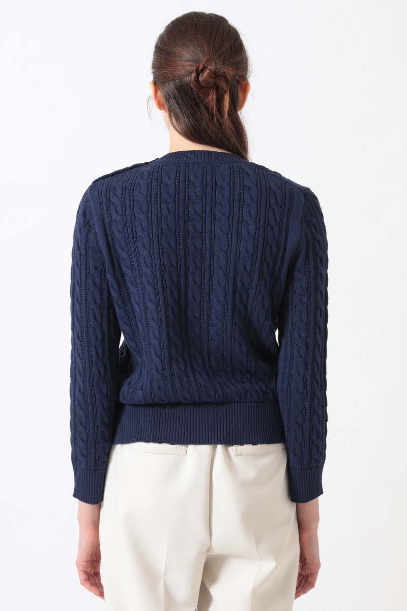ミックスケーブル ニットプルオーバー（無撚コットン） 詳細画像 ネイビー