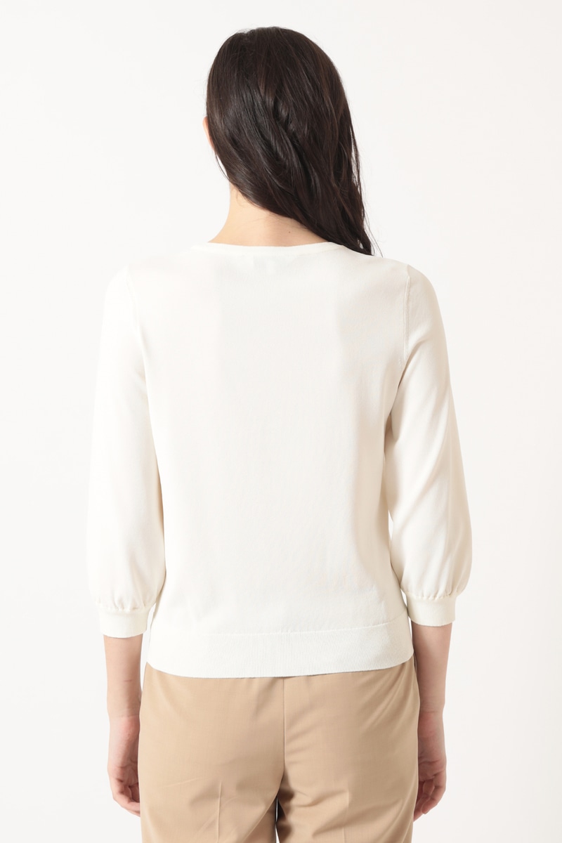 フローラルプリントコンビ クルーネックプルオーバー 詳細画像 アイボリー