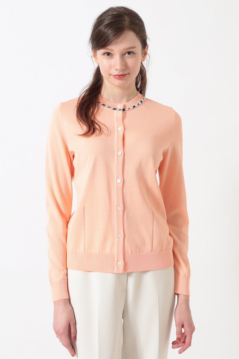 綿ポリエステル ハウスチェックジャカード カーディガン 詳細画像 キャニオンサンセット