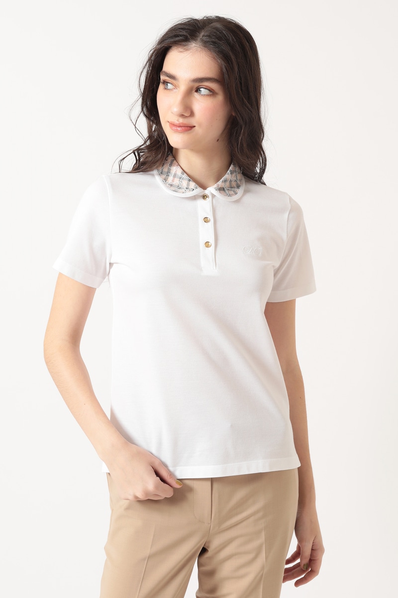 JS オリジナルカノコ ポロシャツ ハウスチェックレース衿