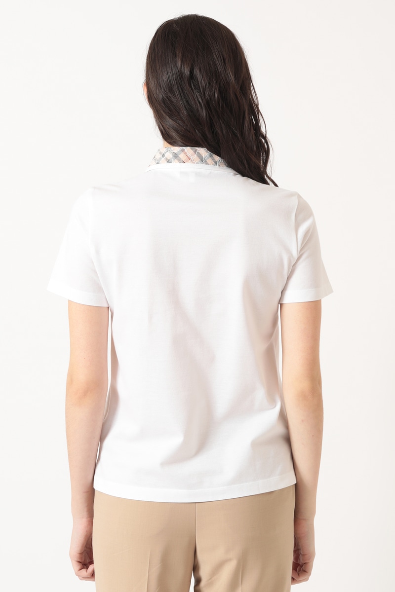 オリジナルカノコ ポロシャツ ハウスチェックレース衿 詳細画像 スノーホワイト