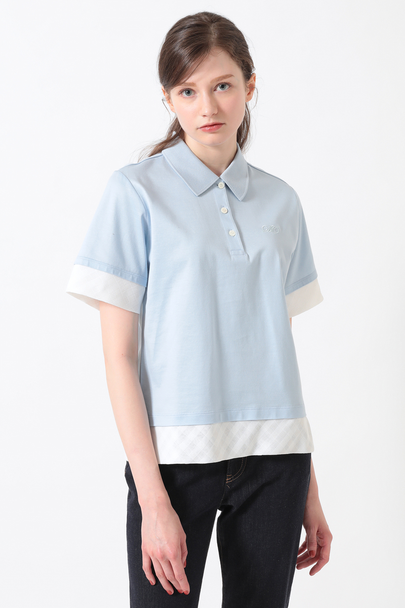 GIZAコットン レイヤード風天竺プルオーバー 詳細画像 カシミヤブルー