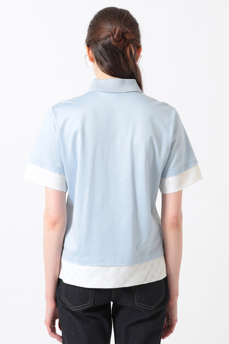 GIZAコットン レイヤード風天竺プルオーバー 詳細画像 カシミヤブルー