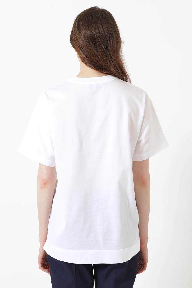 ギザコットン天竺 ラインアートフラワー ドルマンTシャツ 詳細画像 スノーホワイト