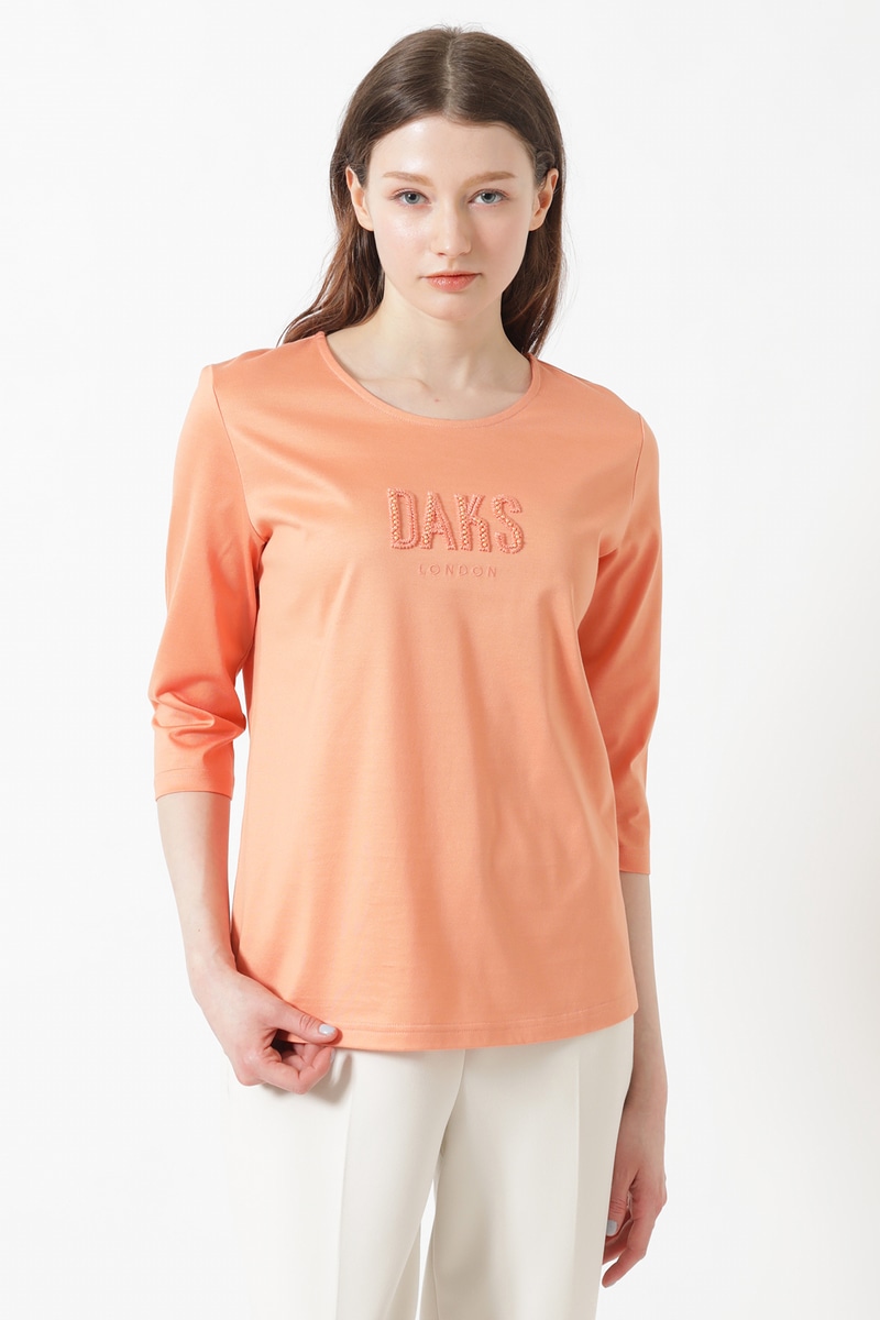 ギザコットン天竺 パール＆ふくれ刺繍ロゴ Tシャツ 詳細画像 キャニオンサンセット