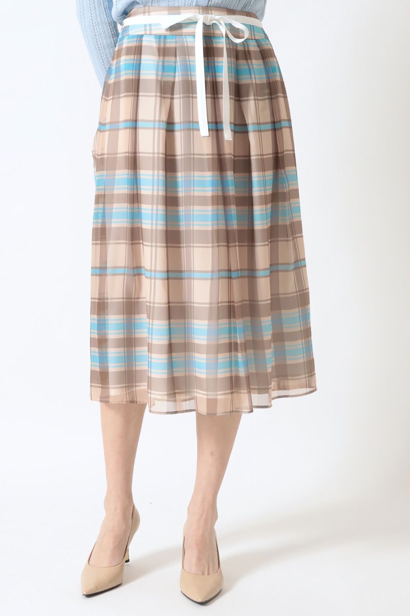 JS 50th アニバーサリーチェック シフォン レイヤードスカート